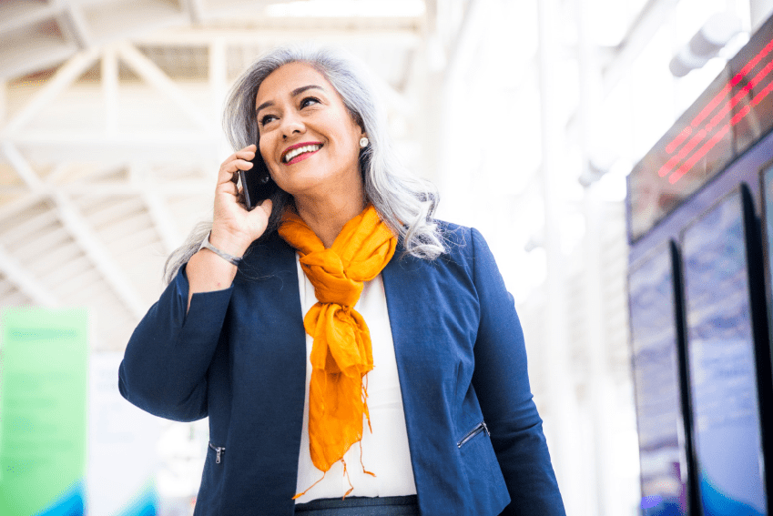 Female walking and talking on the phone