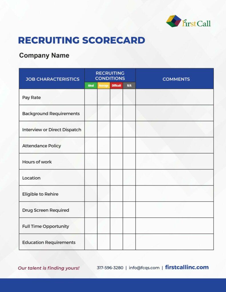 First Call Recruiting Scorecard worksheet